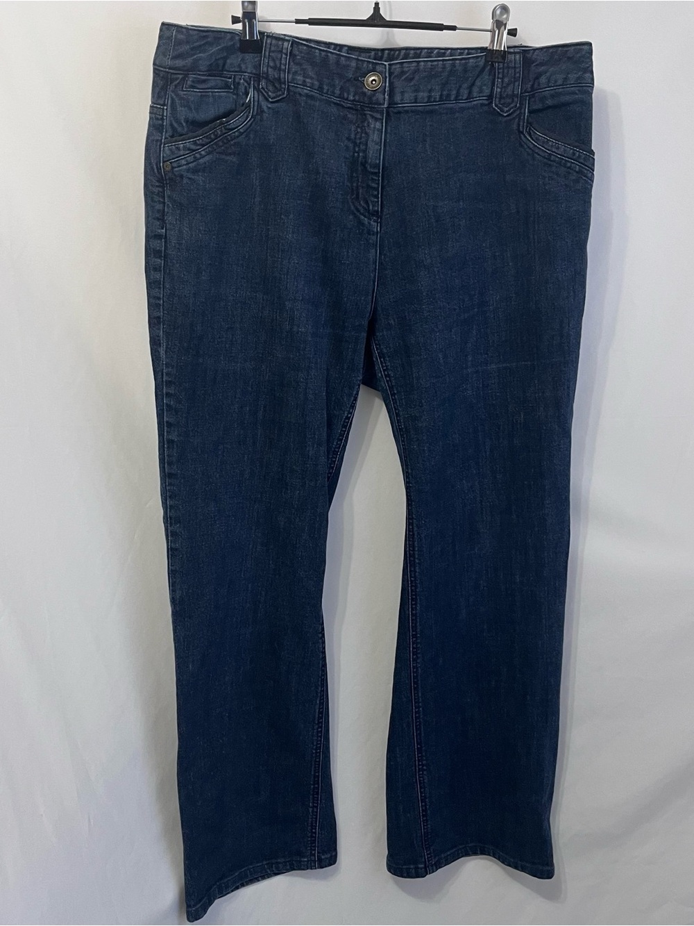 Contrast Women's Boot Cut High Rise Jeans in Dark Blue Size 16
